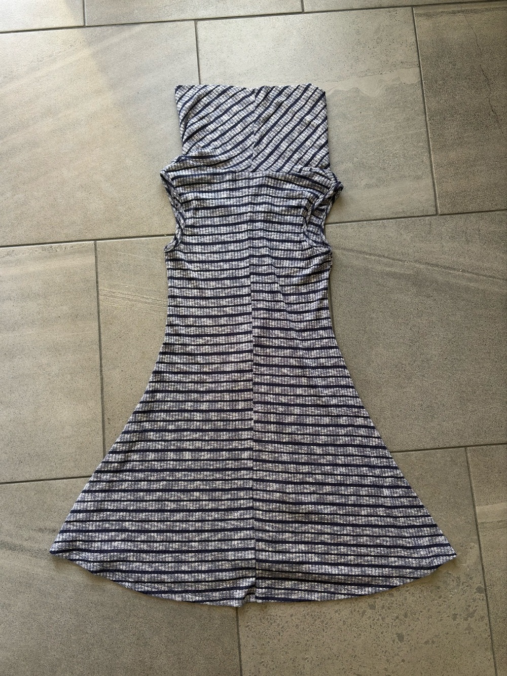 Michael Farrell Sleeveless Dress Womens S Navy Striped Cowl Neck Knit A-Line